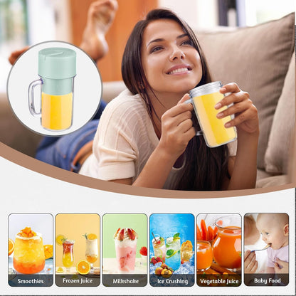 Irishom Smoothie Maker, batteur sur socle avec 6 cuillères à café, support USB Wiederaufladbar et 340ML Kapazität, Geeignet pour les familles, le camping et le sport (Rosa)