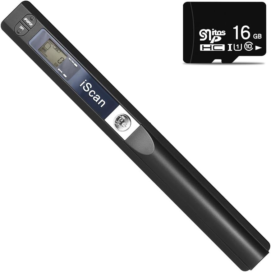 iScan Stab Tragbarer Scanner Dokument A4 Scanner 900DPI JPG/PDF (Schwarz)