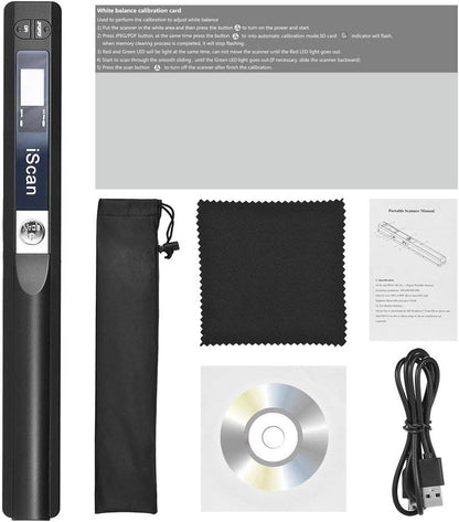 iScan Stab Tragbarer Scanner Dokument A4 Scanner 900DPI JPG/PDF (Schwarz)