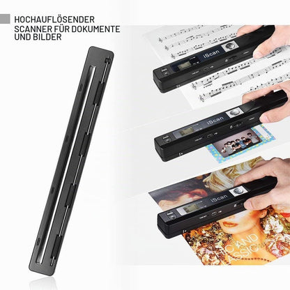 iScan Stab Tragbarer Scanner Dokument A4 Scanner 900DPI JPG/PDF (Schwarz)