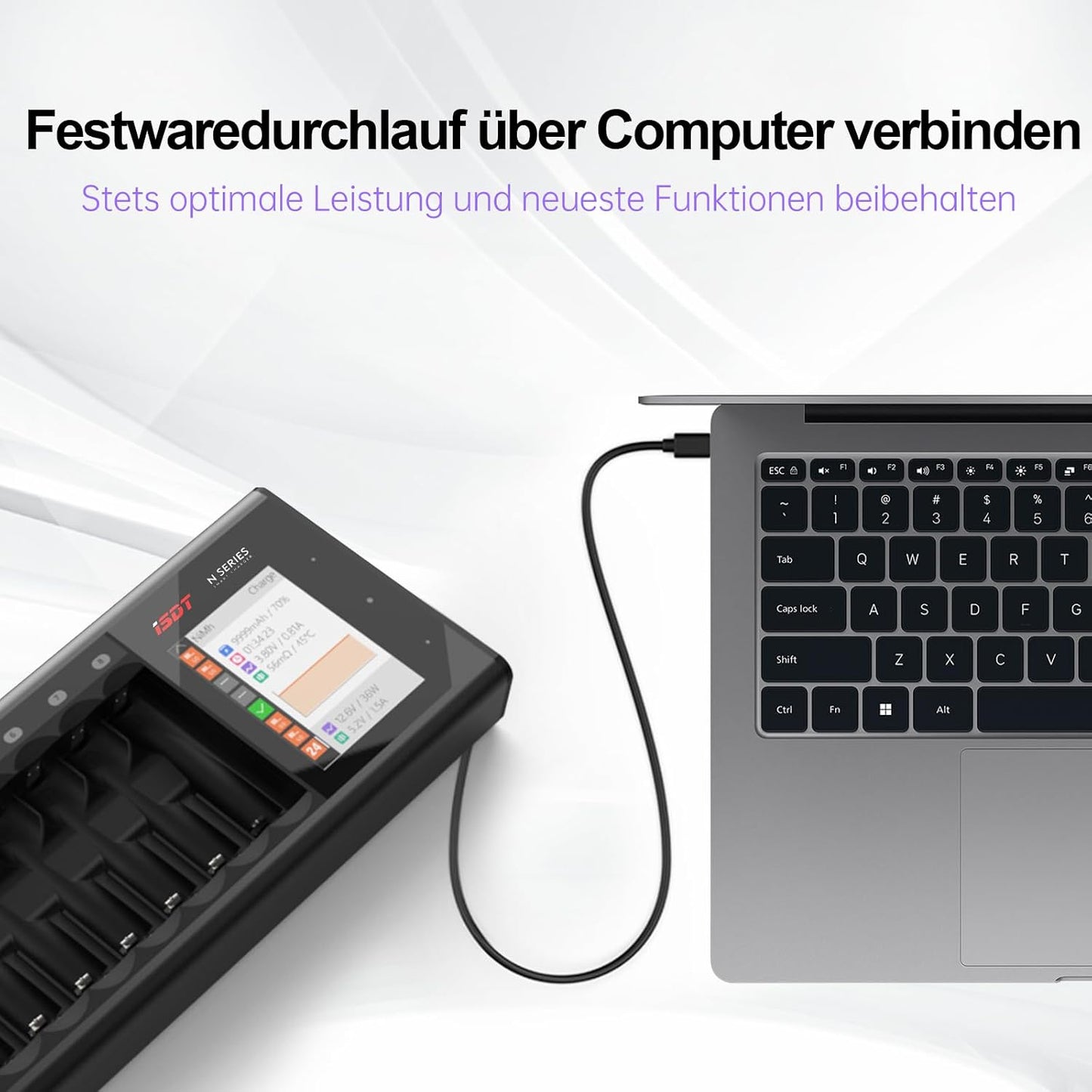 ISDT N8 8-Fach Schnellladegerät für AA/AAA Batterien mit LCD-Display,Analysefunktion