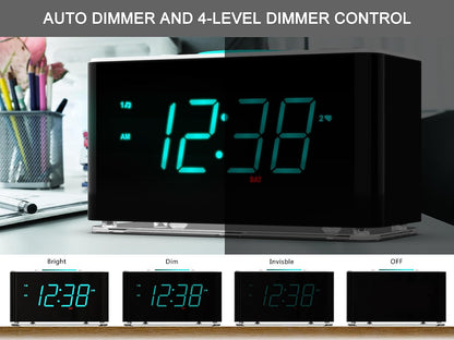 iTOMA Radiowecker,15 Watt  Bluetooth, Dual-Alarm, Snooze, Dimmer, 1,4-Zoll LED-Nachtlicht