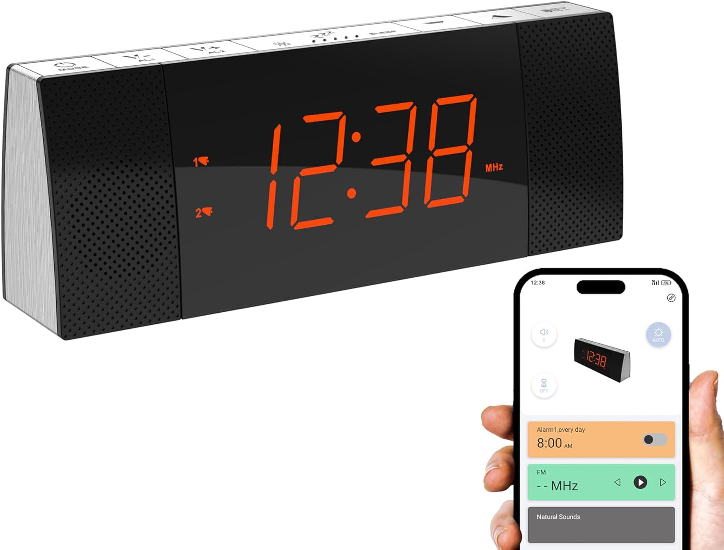 iTOMA Radiowecker mit APP-Steuerung, Bluetooth, UKW-Radio, Dual-Wecker CKS503