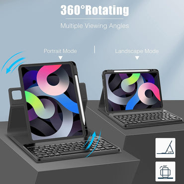 IVSOTEC Tastaturhülle für iPad 9,7 Zoll, iPad 6./5. Gen.360° Drehung Schwarz