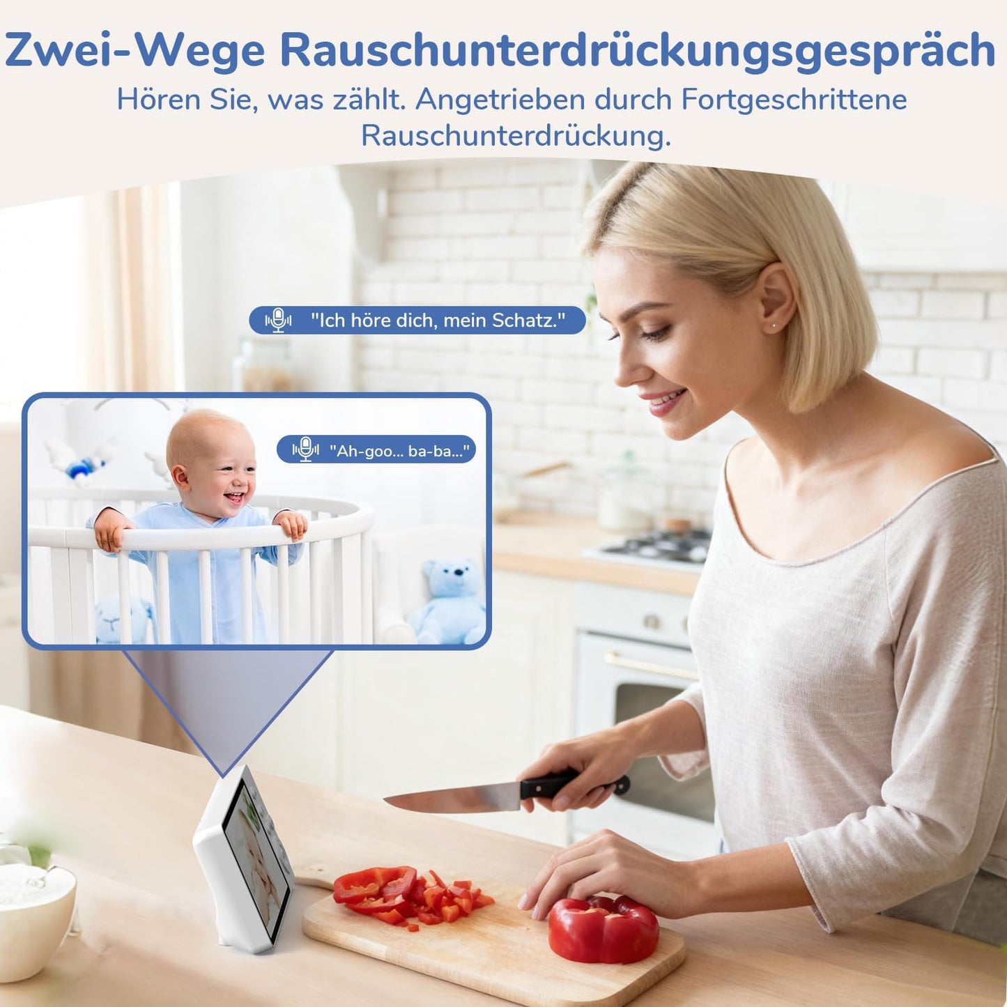 Jeeber Ohne WLAN 5" IPS Babyphone mit Kamera, 1080P Babyphone, HDR Nachtsicht