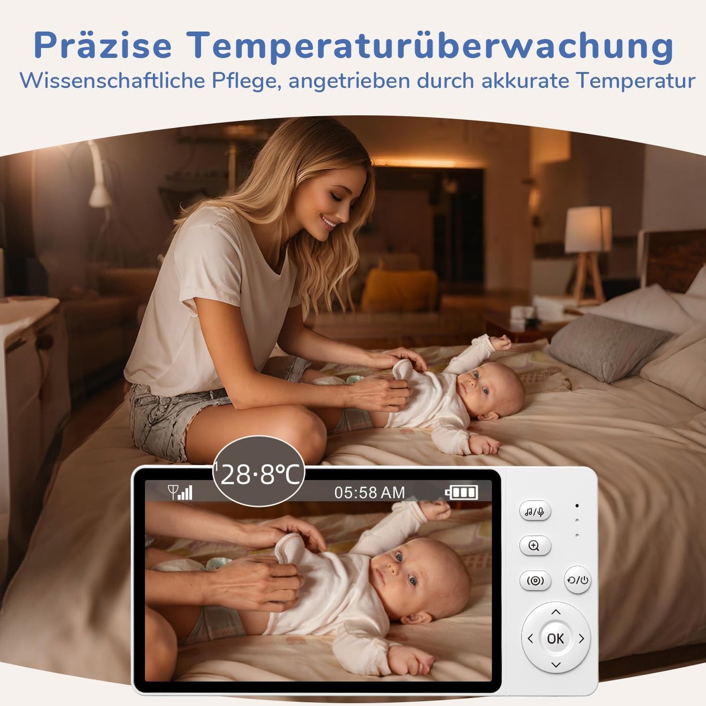 Jeeber Ohne WLAN 5" IPS Babyphone mit Kamera, 1080P Babyphone, HDR Nachtsicht