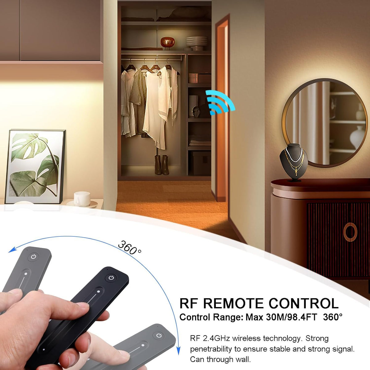JOYLIT LED Dimmer Controller mit Fernbedienung für Einfarbig LED Streifen DC 5-36V 8A, 2.4GHz RF Dimmschalter,