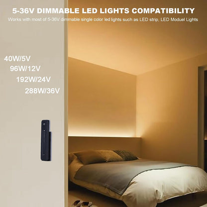 JOYLIT LED Dimmer Controller mit Fernbedienung für Einfarbig LED Streifen DC 5-36V 8A, 2.4GHz RF Dimmschalter,