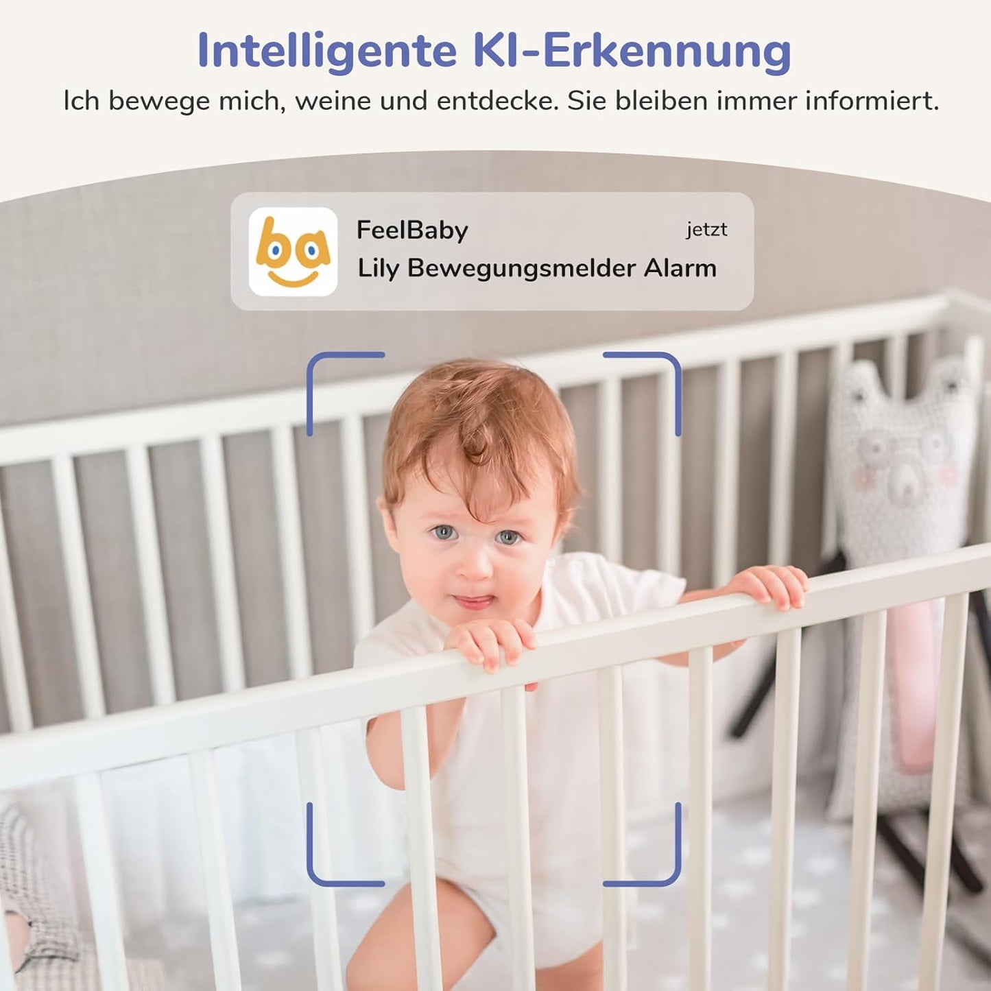 Jeeber 2K/3MP Babyphone mit Kamera APP, 360°, 5" WLAN HDR-Nachtsicht, Weinen/Bewegungs
