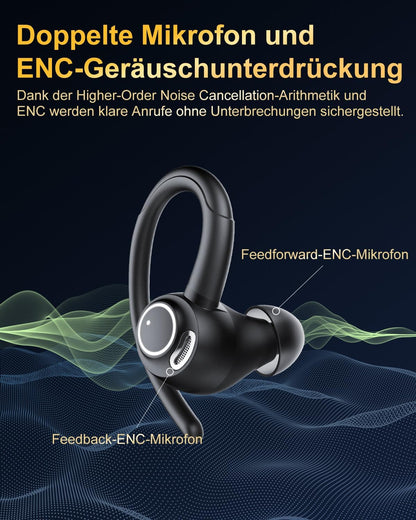 Jesebang Bluetooth Kopfhörer Sport 5.3 mit HD Mic, Herausragender Sound, 40 Std Spielzeit