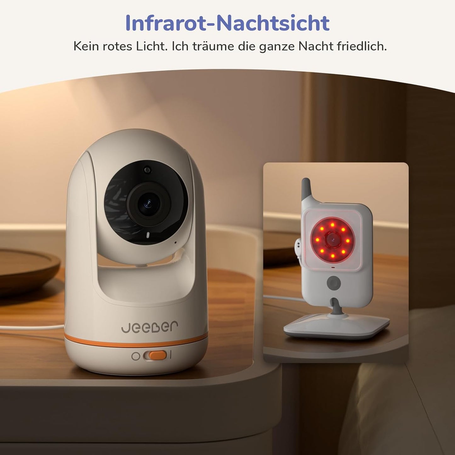 Jeeber 2K/3MP Babyphone mit Kamera APP, 360°, 5" WLAN HDR-Nachtsicht, Weinen/Bewegungs