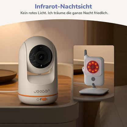 Jeeber 2K/3MP Babyphone mit Kamera APP, 360°, 5" WLAN HDR-Nachtsicht, Weinen/Bewegungs