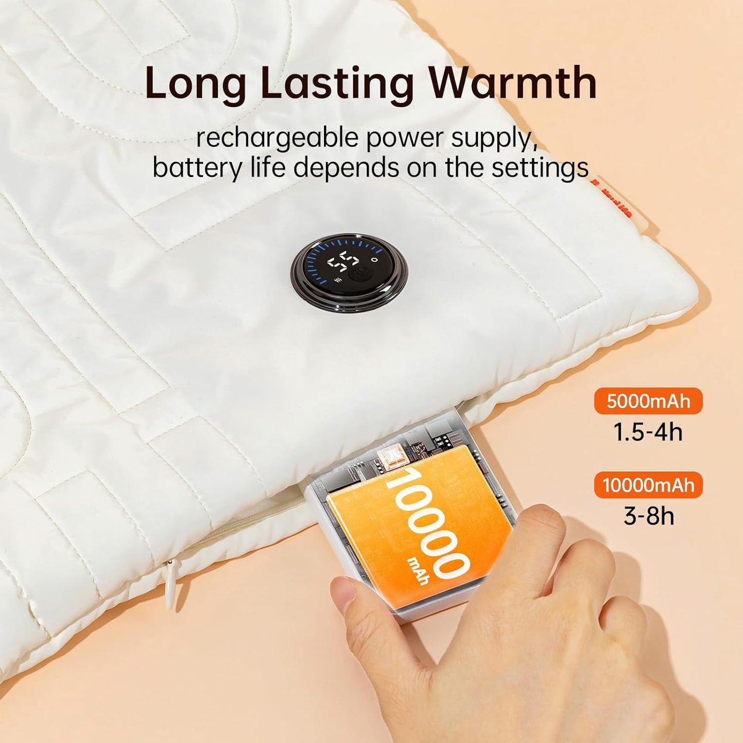 JISULIFE Handwärmer Wiederaufladbar, 10000 mAh Faltbare Handwärmertasche mit Power Bank