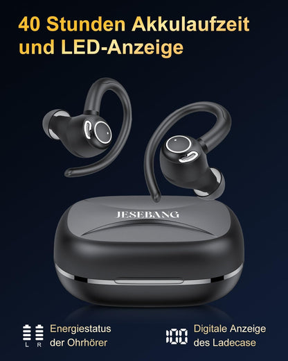 Jesebang Bluetooth Kopfhörer Sport 5.3 mit HD Mic, Herausragender Sound, 40 Std Spielzeit