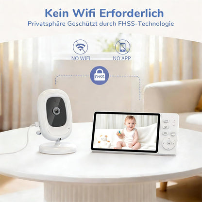 Jeeber Ohne WLAN 5" IPS Babyphone mit Kamera, 1080P Babyphone, HDR Nachtsicht