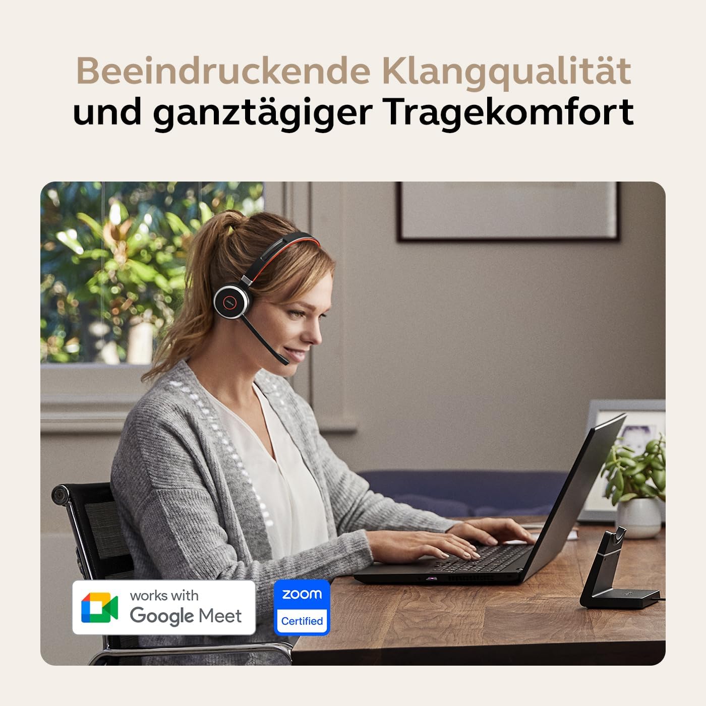 Jabra Evolve 65 SE Schnurloses Stereo-Headset-Bluetooth-Headset mit Mikrofon Schwarz