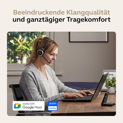 Jabra Evolve 65 SE Schnurloses Stereo-Headset-Bluetooth-Headset mit Mikrofon Schwarz