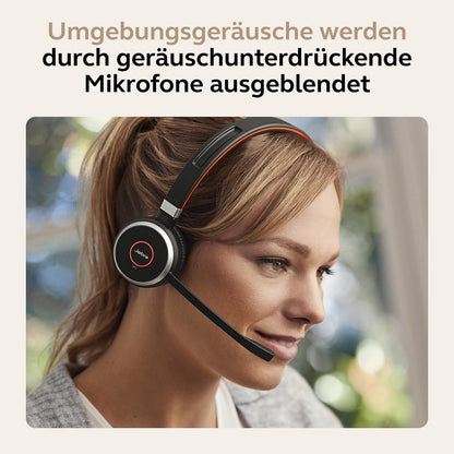 Jabra Evolve 65 SE Schnurloses Stereo-Headset-Bluetooth-Headset mit Mikrofon Schwarz