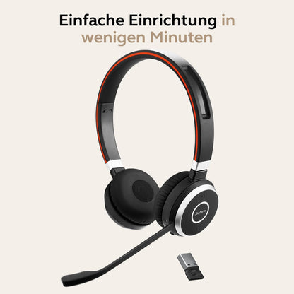 Jabra Evolve 65 SE Schnurloses Stereo-Headset-Bluetooth-Headset mit Mikrofon Schwarz