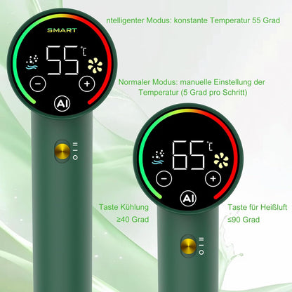Jecatiy Haartrockner, Föhn, Ionen Zwei Modi Touchscreen Temperaturfunktion und 2 Luftstromstufen Grün