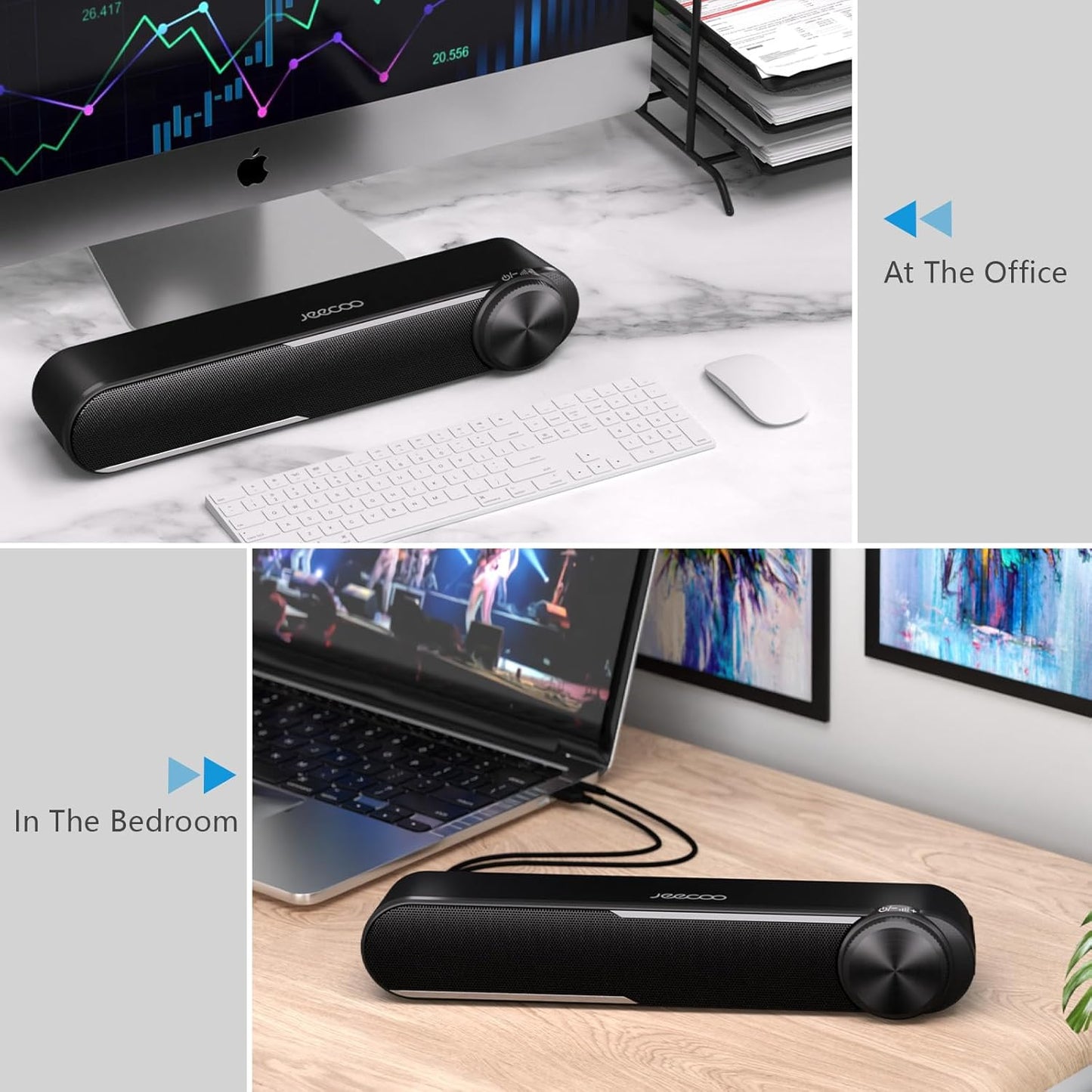 Jeecoo A30 Computer-Lautsprecher mit Kabel, PC-Soundbar für Monitor,