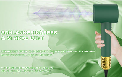 Jecatiy Haartrockner, Föhn, Ionen Zwei Modi Touchscreen Temperaturfunktion und 2 Luftstromstufen Grün