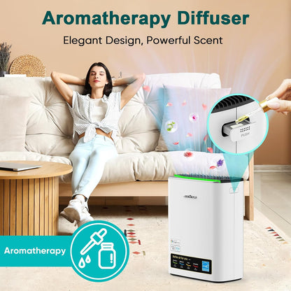 JAFANDA Luftreiniger HEPA für Allergiker,mit Aromatherapie CADR 240m³/h (Silver)