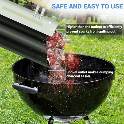 Joyagrill Kohle-Kaminanzünder mit Hitzeschild und Holzgriff Schwarz