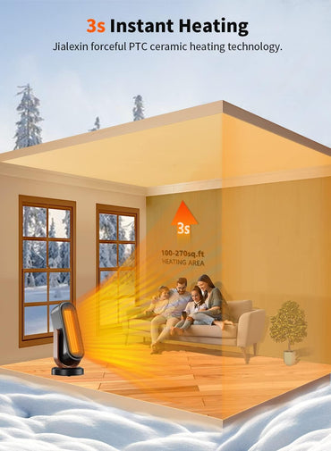 Chauffage électrique Jialexin, lampe chauffante 1500 W avec oscillation à 165 °, chauffage en céramique PTC avec thermostat, télécommande,