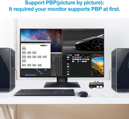 JideTech Switch USB 3.0 Hotkey Teilen Switch for 2 PCs 4 In 2 Out Umschalter mit 2 USB 3.0 Kabel für Drucker, Scanner, Tastatur, USB Sticks, Festplatten, Maus, Headset, unterstützt 3 Schaltmodi