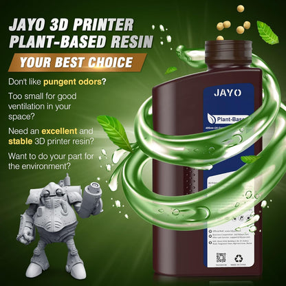 JAYO 3D Drucker Resin, 3D Drucker Plant Based Resin,Dunkelgrau 500g,  405nm UV Rapid Standard Harz für 4K/6k/8K LCD/DLP/SLA 3D Druck, Geringer Geruch & Hohe Präzision, Dunkelgrau 500g