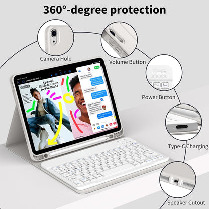 JKSML Tastatur Hülle für iPad Air 11 Zoll (M3/M2) 2025/2024 & iPad Air 5./4.Gen (Grau)