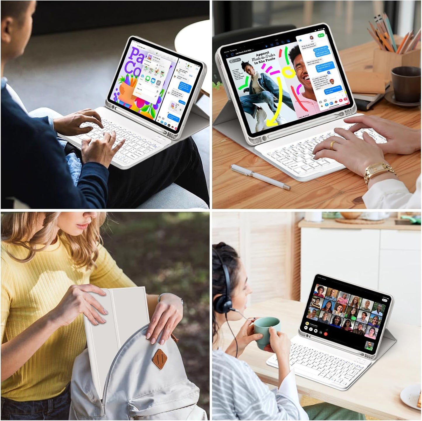 JKSML Tastatur Hülle für iPad Air 11 Zoll (M3/M2) 2025/2024 & iPad Air 5./4.Gen (Grau)