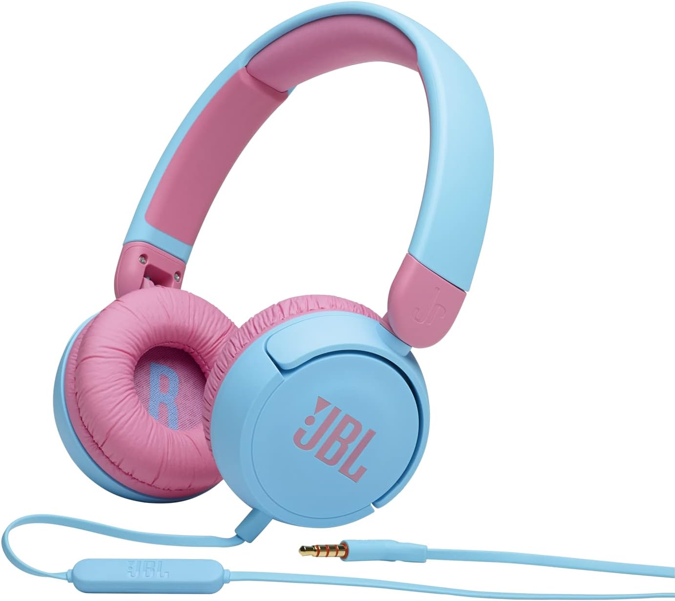 JBL Jr310 On-Ear Kinder-Kopfhörer Hellblau-Rosa Kabelgebundene Ohrhörer mit Headset und Fernbedienung