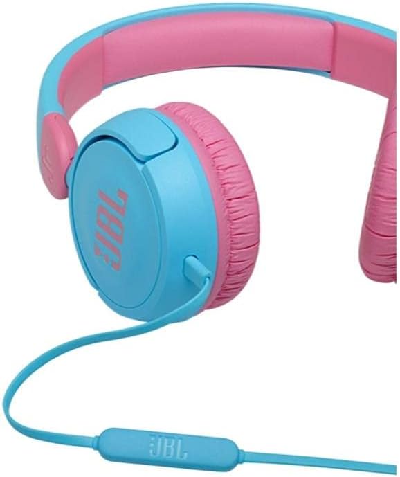 JBL Jr310 On-Ear Kinder-Kopfhörer Hellblau-Rosa Kabelgebundene Ohrhörer mit Headset und Fernbedienung