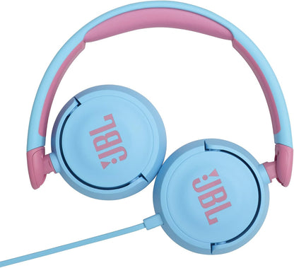 JBL Jr310 On-Ear Kinder-Kopfhörer Hellblau-Rosa Kabelgebundene Ohrhörer mit Headset und Fernbedienung