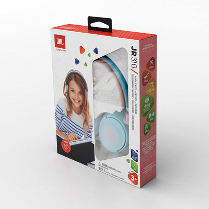JBL Jr310 On-Ear Kinder-Kopfhörer Hellblau-Rosa Kabelgebundene Ohrhörer mit Headset und Fernbedienung