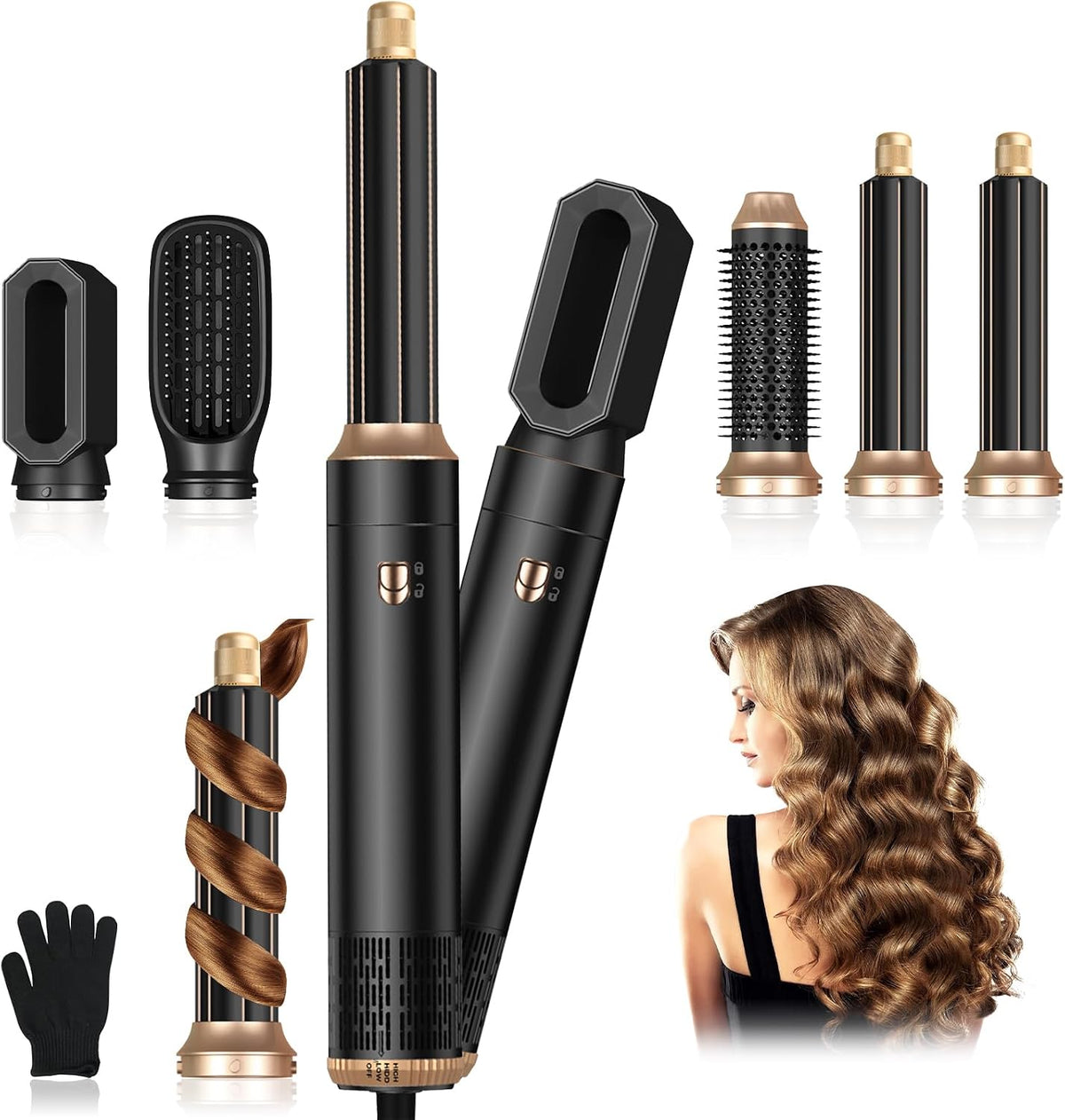 Journeyside 5-in-1 Airstyler Set,1000W Multi-Warmluftbürste set für Alle Haartypen