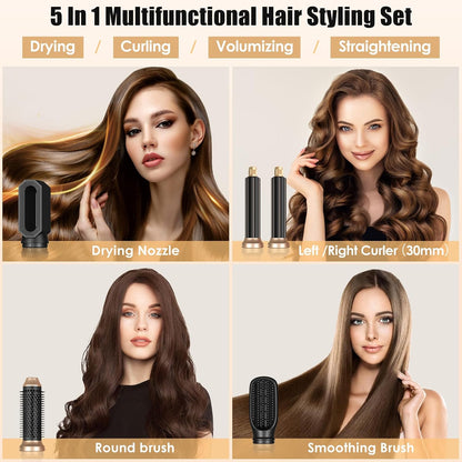 Journeyside 5-in-1 Airstyler Set,1000W Multi-Warmluftbürste set für Alle Haartypen