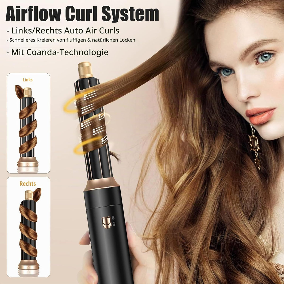 Journeyside 5-in-1 Airstyler Set,1000W Multi-Warmluftbürste set für Alle Haartypen