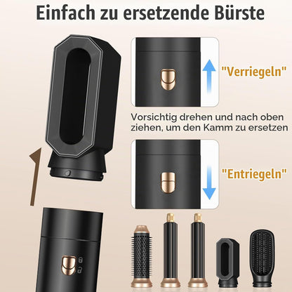 Journeyside 5-in-1 Airstyler Set,1000W Multi-Warmluftbürste set für Alle Haartypen