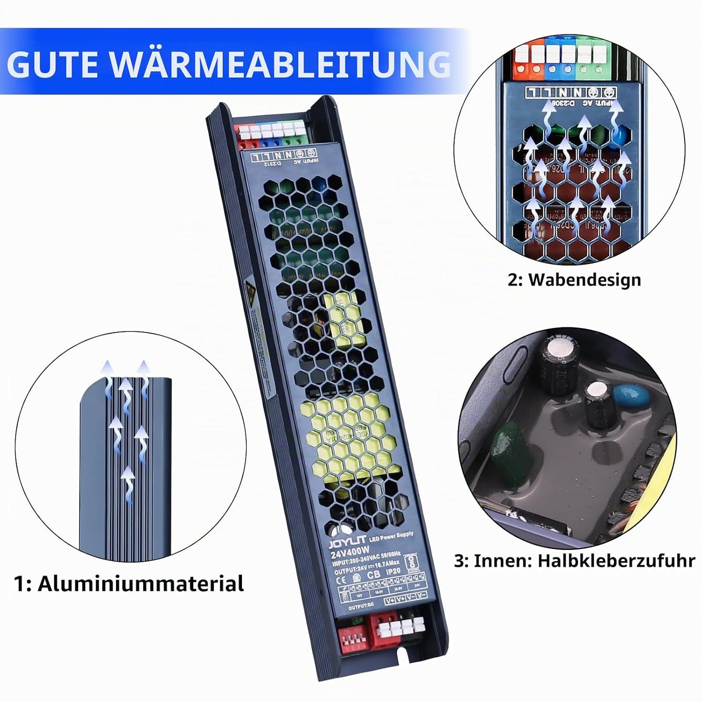 JOYLIT Professionelle LED Trafo 24V 150W 175-264V AC auf DC 24 Volt 6.25A Netzteil