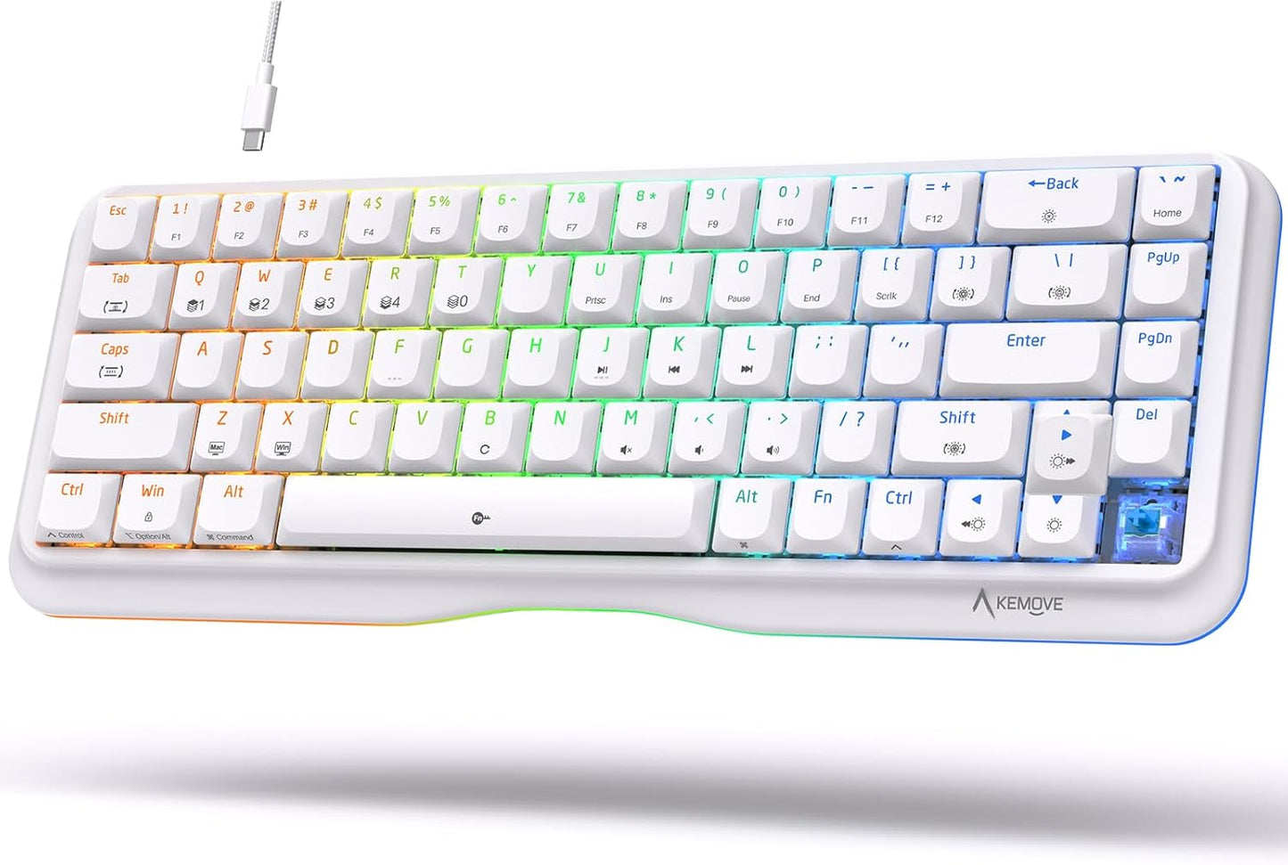 KEMOVE K68se Gaming Mechanische Tastatur mit Blue Clicky Switch Weiß