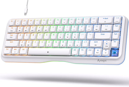KEMOVE K68se Gaming Mechanische Tastatur mit Blue Clicky Switch Weiß