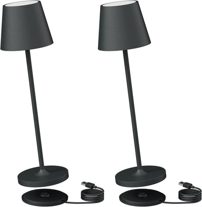 K-Bright Dimmbare LED Akku Tischleuchte Wiederaufladbar 3000K Anthrazit(2 Stück)