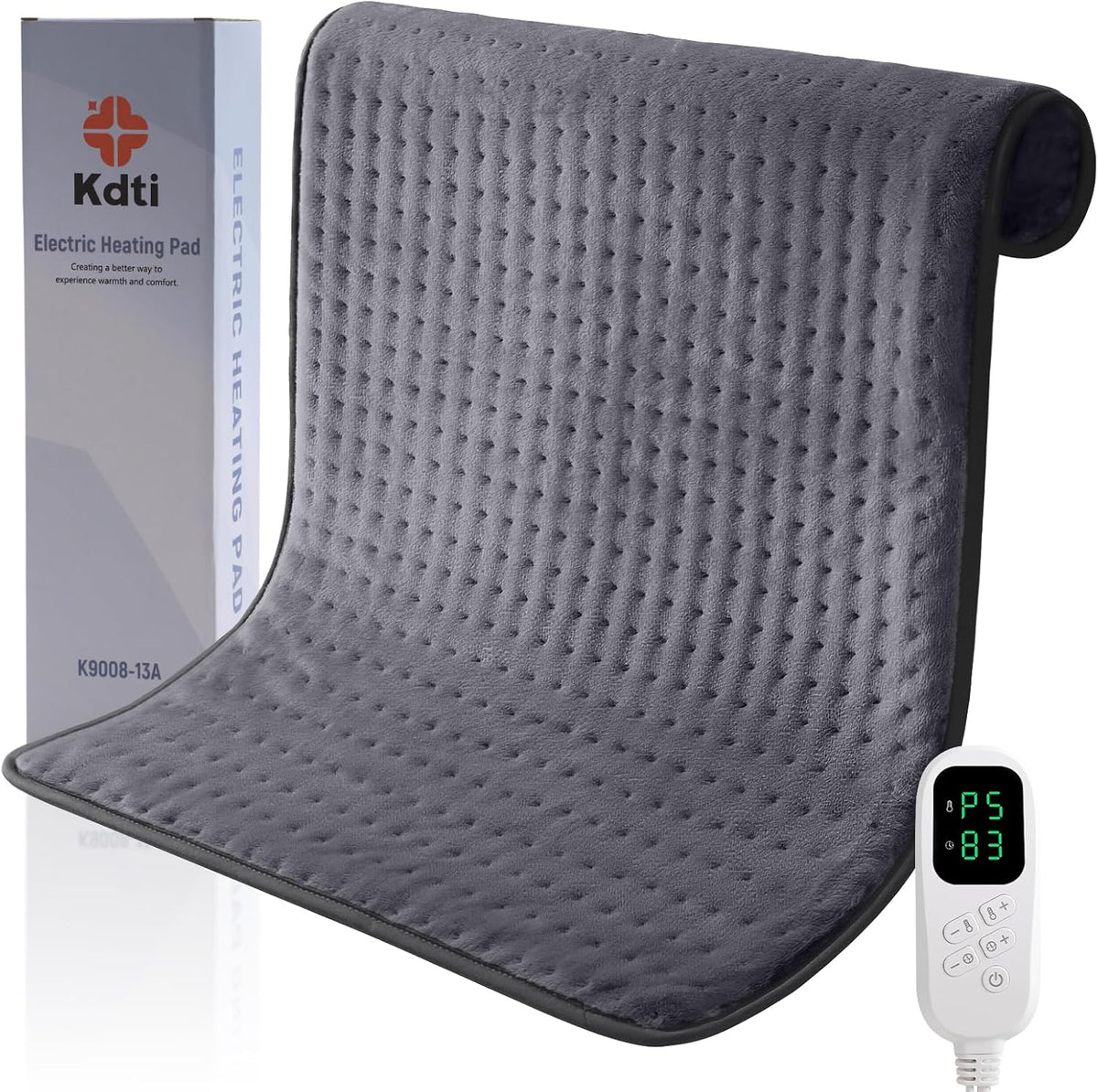 KDTI Elektrisches Heizkissen mit Abschaltautomatik, 60 x 80 CM Schnellheiztech 6 Temp Grau