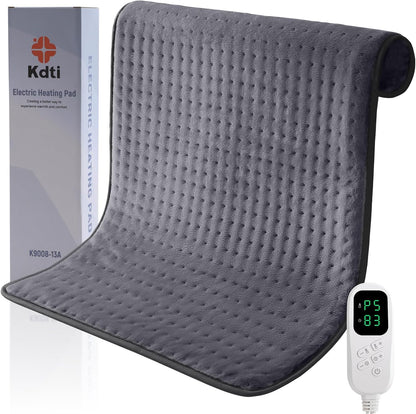 KDTI Elektrisches Heizkissen mit Abschaltautomatik, 60 x 80 CM Schnellheiztech 6 Temp Grau