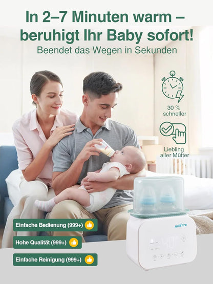 KOSTTE Flaschenwärmer Baby für 2 Flaschen, 10 in 1 Muttermilchwärmer Timer