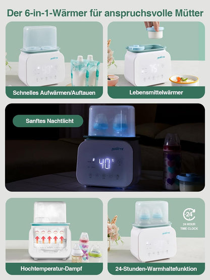 KOSTTE Flaschenwärmer Baby für 2 Flaschen, 10 in 1 Muttermilchwärmer Timer
