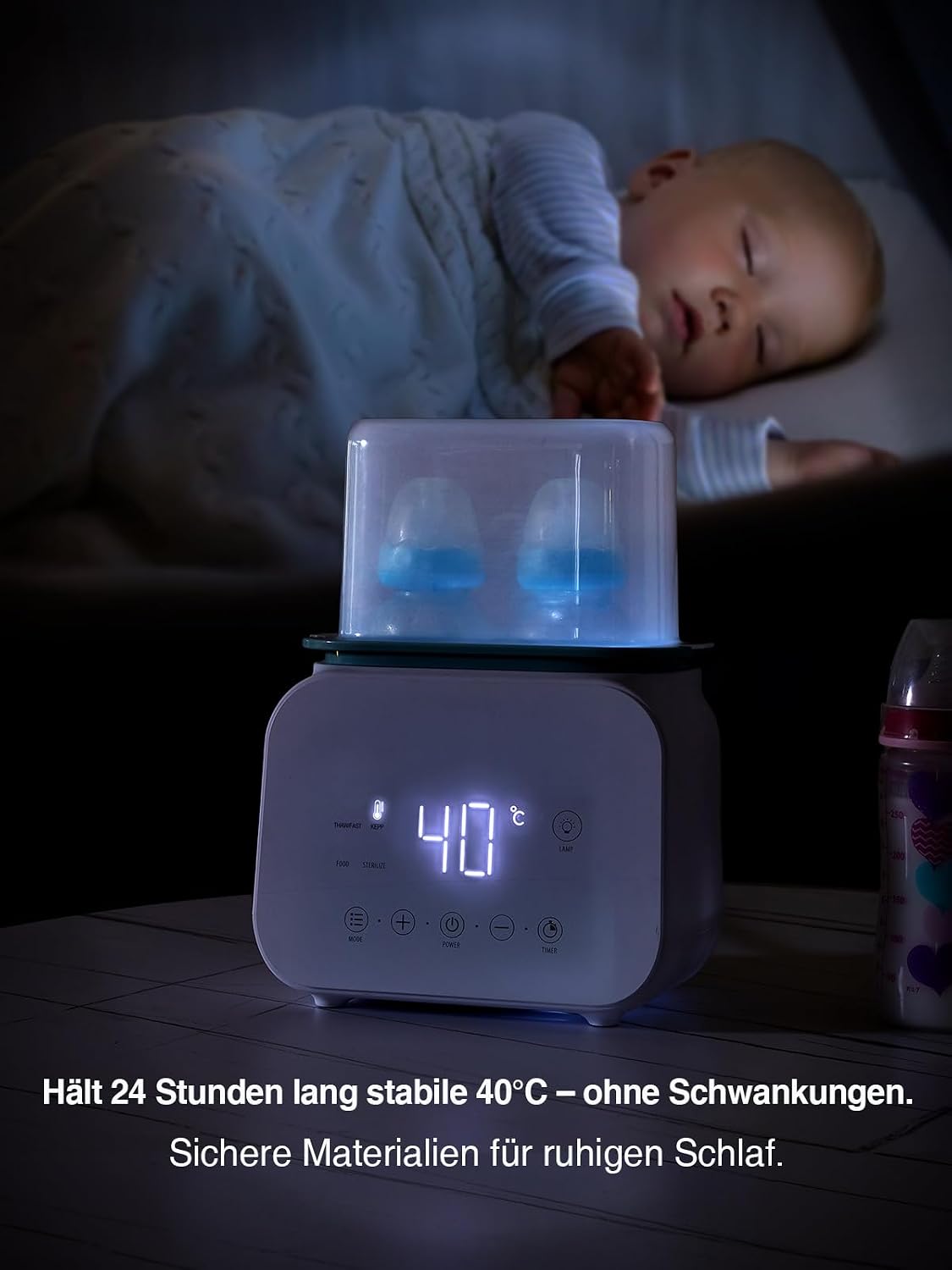 KOSTTE Flaschenwärmer Baby für 2 Flaschen, 10 in 1 Muttermilchwärmer Timer